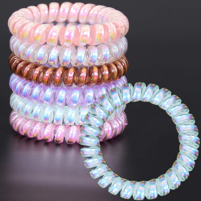 Hodooly 6 Count Hair Ties, Multicolor, Spiral Hair Ties for Thick, Curly and Long Hair, Traceless Hair Ties, Mega Hair Coil Set, Dent, Creaseless and No Headaches - Image 2